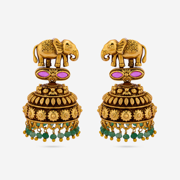 18K Gold-Plated Animal Shaped Jhumkas Earrings