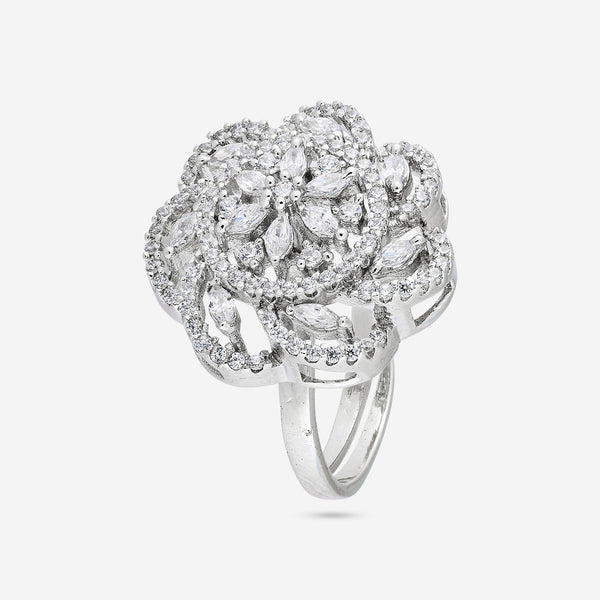 Women 18K Rose Gold-Plated Cubic Zirconia Finger Ring